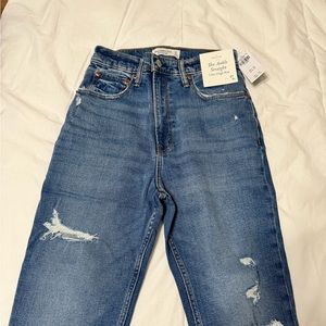 Abercrombie ankle straight ultra high rise curve love jeans